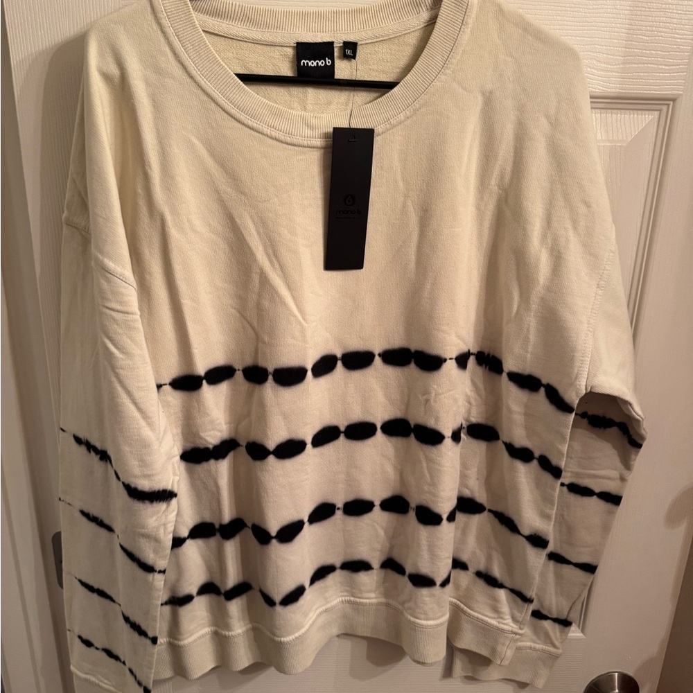 Mono B Beige Ribbed Crewneck Top